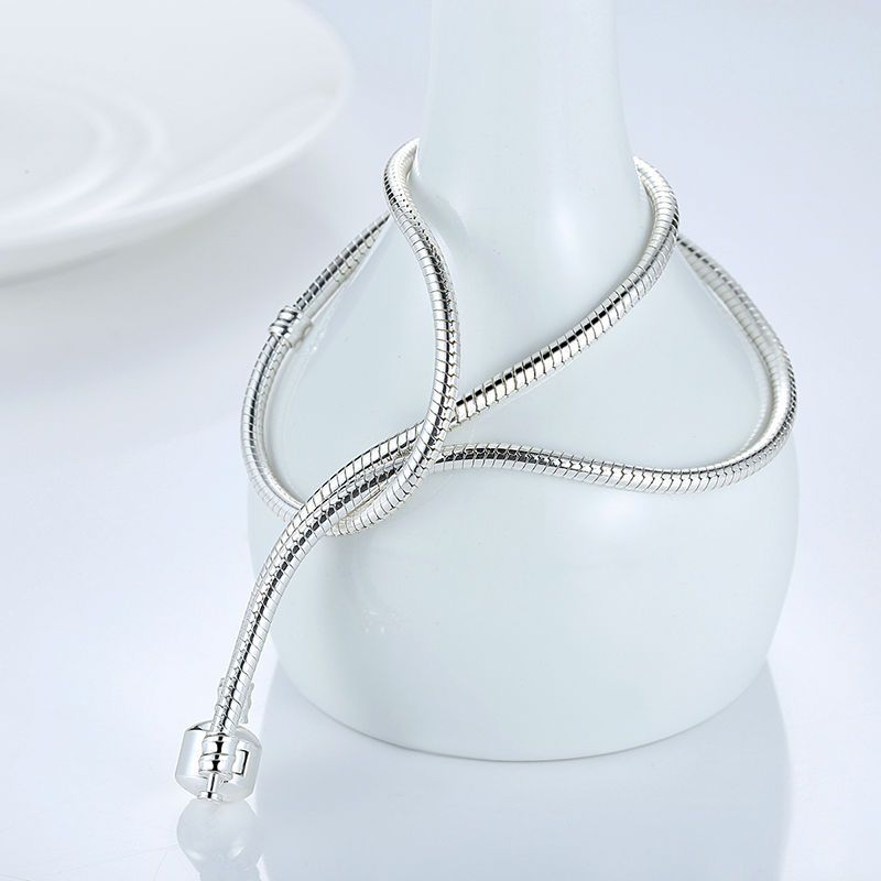 Wholesale-45CM 925 Sterling Silver Charm Fit  Necklace Snake Chain Silver 925 Original Jewelry PA2037