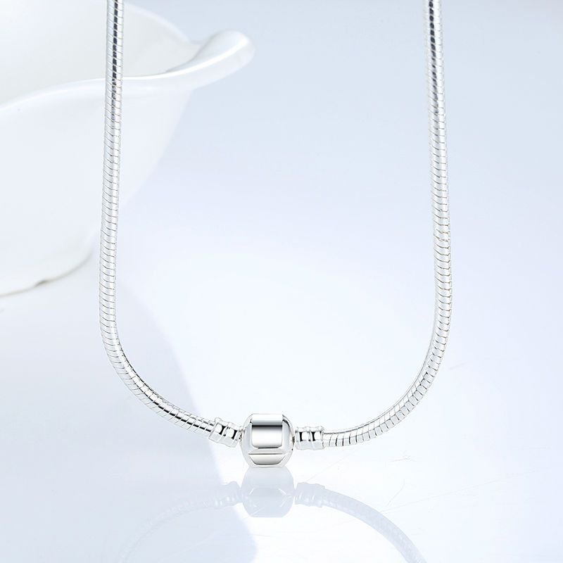 Wholesale-45CM 925 Sterling Silver Charm Fit  Necklace Snake Chain Silver 925 Original Jewelry PA2037