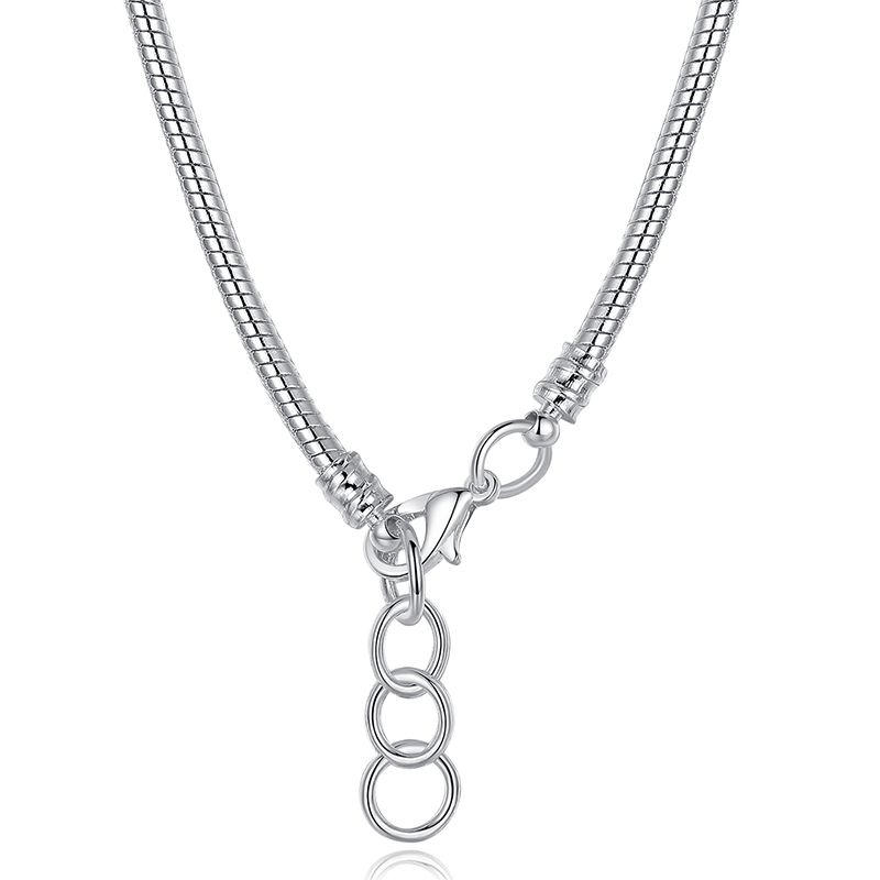 Wholesale-45CM 925 Sterling Silver Charm Fit  Necklace Snake Chain Silver 925 Original Jewelry PA2037