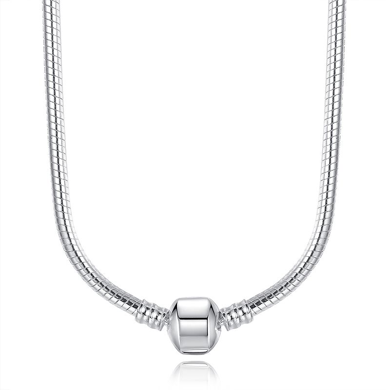 Wholesale-45CM 925 Sterling Silver Charm Fit  Necklace Snake Chain Silver 925 Original Jewelry PA2037