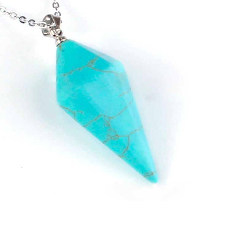 Gem Stone Pendant Hexagon Pyramid Reiki Pendulum Fashion Pendant Charms Healing Chakra Amulet European Fashionable Jewelry