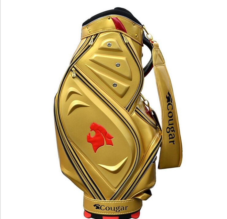 2017 Wholesale Cougar Standard Golf Bags,Drawing Lines Leather Golf Staff Bag Pu Material,High