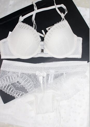Wholesale-New High Quality Cross and Front Closure ropa interior mujer Women Summer Style Underwear Sexy Lace Push Up Bra and Panty Sets