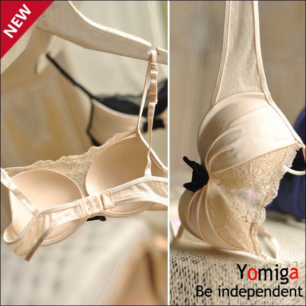 Wholesale-New style black beige elegant lace satin sexi bras lingerie brand push up bra panty plus size fashions underwear sets for women