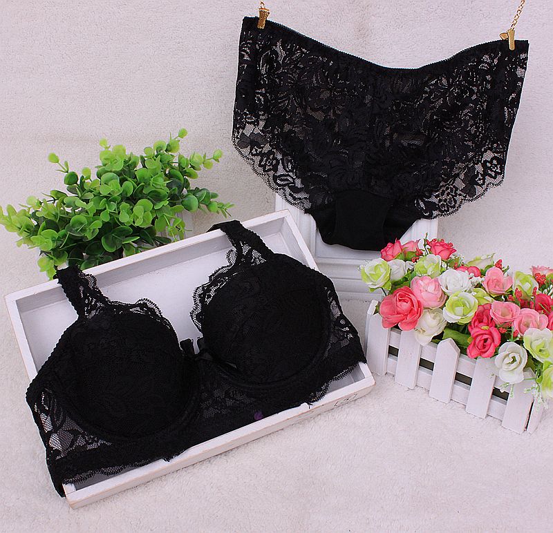Wholesale-Free Shipping,French Romantic Embroidered Lace VS Bra Sets Sexy Women Underwear Set Push B C Up Bra Set- Bra Panty Set