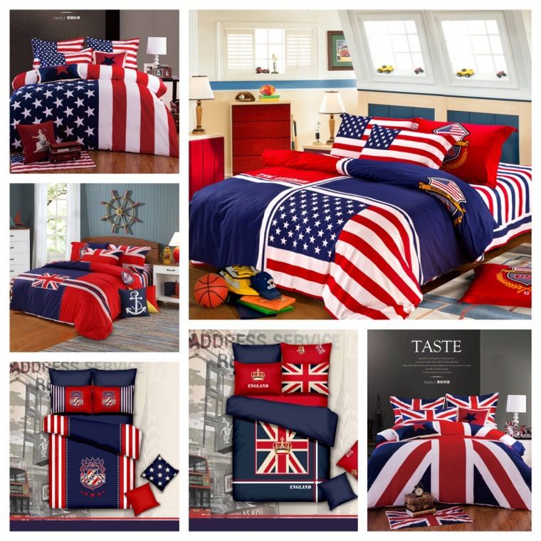 100 Organic Cotton American Flag Bedding Set Twin Full Queen King Size