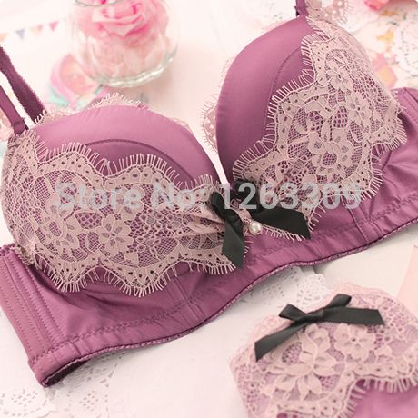Wholesale-New Pretty Design Satin Padded Push-Up Women Bra Brief Sets, Underwear Women Set, Russian Lingerie Set, Female Sexy Underwear