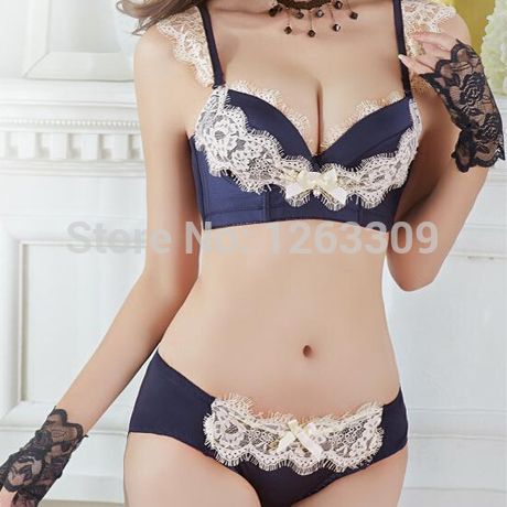 Wholesale-New Pretty Design Satin Padded Push-Up Women Bra Brief Sets, Underwear Women Set, Russian Lingerie Set, Female Sexy Underwear