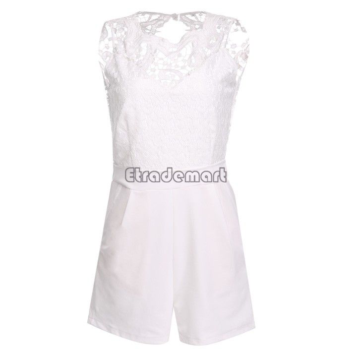 Wholesale- Playsuit Romper Women Clothing Overalls Sexy Summer Brand Casual White Black Sleeveless Halter Jumpsuit 51