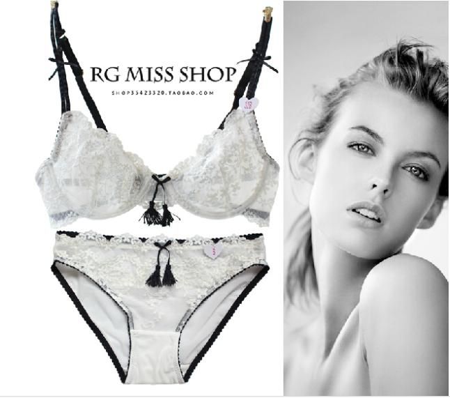Wholesale-New hot Ultra thin Embroidery women bra set lace underwear sets,sexy transparent floral brassiere bra and panty set BS150