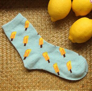 Wholesale-New Arrival Fresh Style Fruit Vegetables Pattern Creative Thickening Thermal Slippers Socks Novelty Cotton Socks