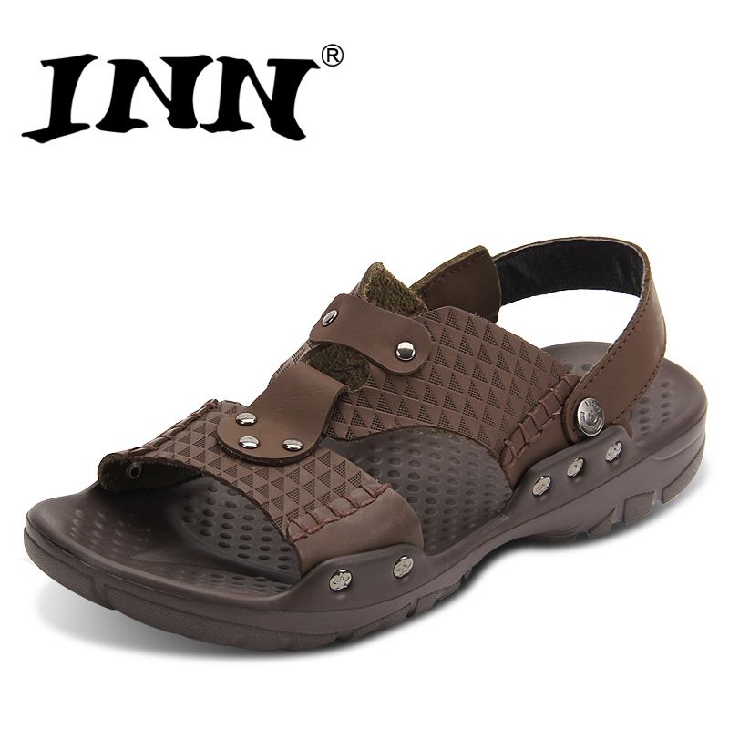 Wholesale-Professional new 2015 men's sandals slippers genuine leather ...