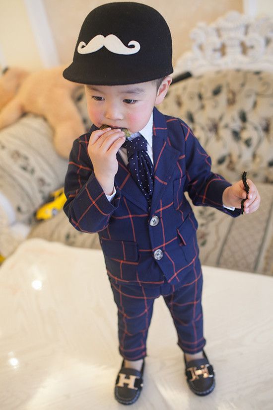 Wholesale-2015 Retail Boys Blazer Suits for Weddings Long Sleeve 2-6y Kids Single Breasted Outwear For Child Enfant Fashion Clothing EB013