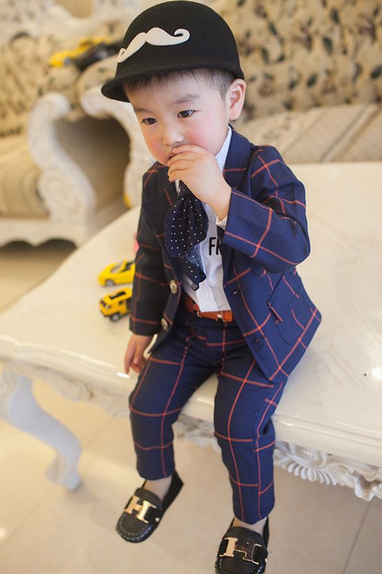 Wholesale-2015 Retail Boys Blazer Suits for Weddings Long Sleeve 2-6y Kids Single Breasted Outwear For Child Enfant Fashion Clothing EB013