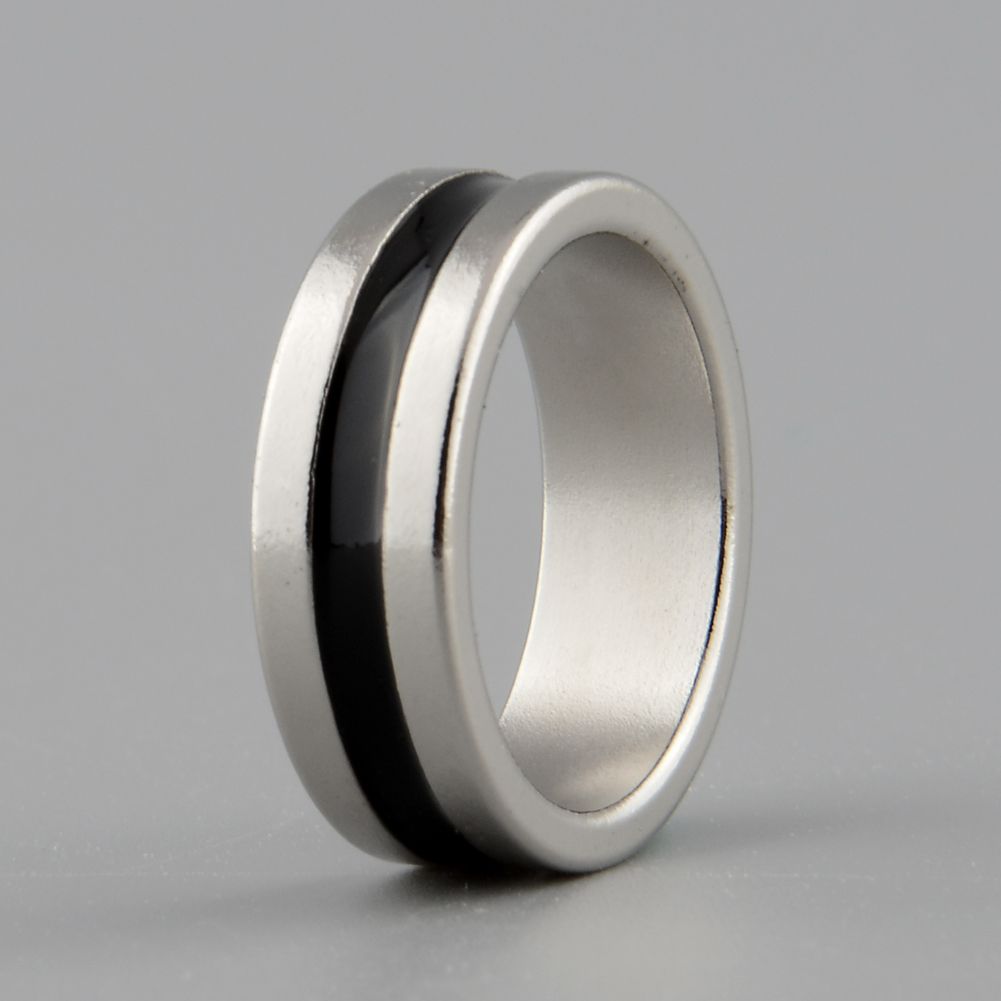 Wholesale-Hot New Strong Magnetic Magic Ring color Silver+Black Finger Magician Trick Props Tool Inner Dia 20mm Size L