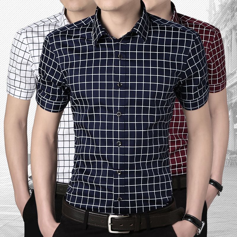 Wholesale-Mens dress plaid shirts formal male social shirt summer white silk shirts for men shirt short sleeve camisa xadrez masculina 5XL
Wholesale-Mens dress plaid shirts formal male social shirt summer white silk shirts for men shirt short sleeve camisa xadrez masculina 5XL
