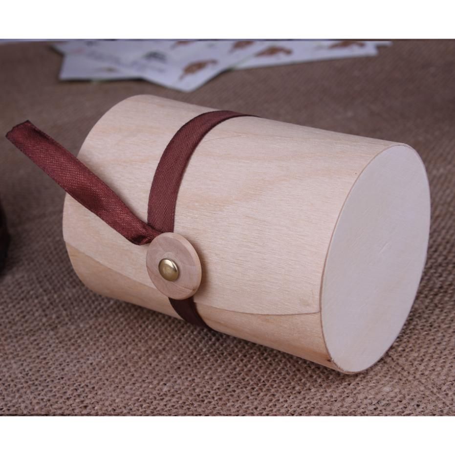 Wholesale-Natural Birch Wood Box For File Stationery Box Circle Drawings Packaging Box General Beauty Candy Gift Box Pot Box 4pcs/lot