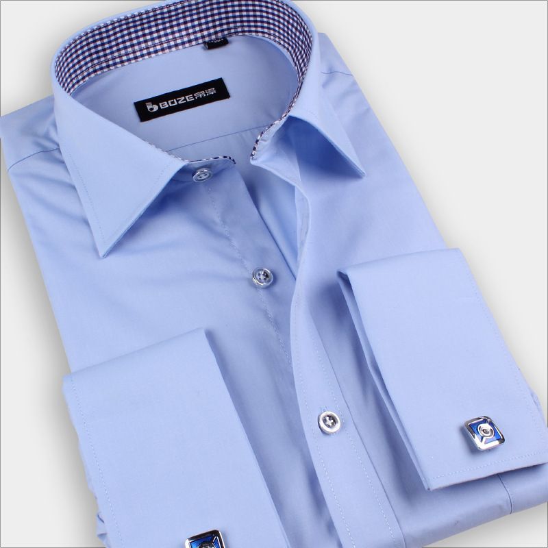 Best Quality Wholesale Fashion Mens Cufflink Shirts High Quality Long Sleeve French Cuff Dress