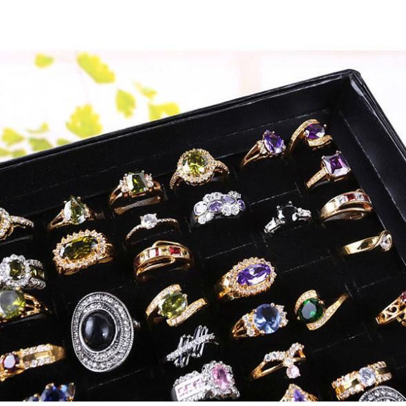 Jewelry Organizer Ring Display Tray Black Velvet Pad Box 100 Slot Insert Holder Case Ring Storage Ear Pin Display Box Organizer earing