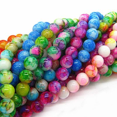 Wholesale-6mm 8mm 10mm Mix Color Round Shape Chunky Chic Loose Glass Crackle Beads for Jewelry Charms Spacer Beads HB439 от DHgate WW