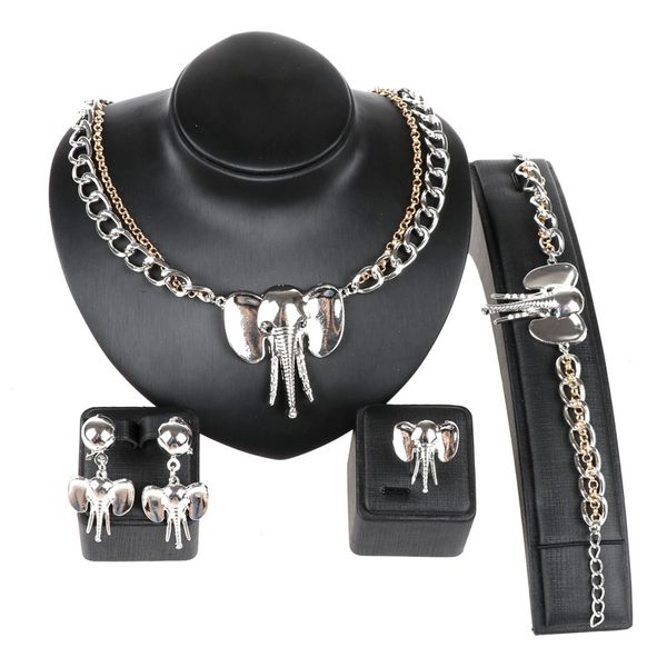 Statement Necklace Fashion Women Gold And Silver Plated Elephant Necklace Bracelet Earring Ring Wedding Jewelry Sets
Statement Necklace Fashion Women Gold And Silver Plated Elephant Necklace Bracelet Earring Ring Wedding Jewelry Sets