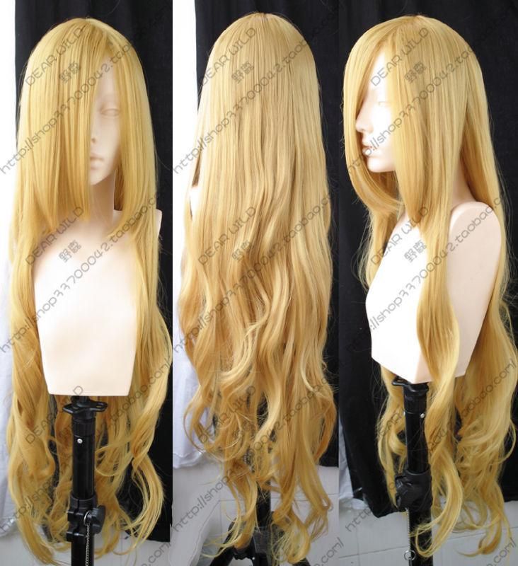 New Long Blonde Cosplay Party Wavy Wig 100cm Color Mix Wigs Cosplaywigs