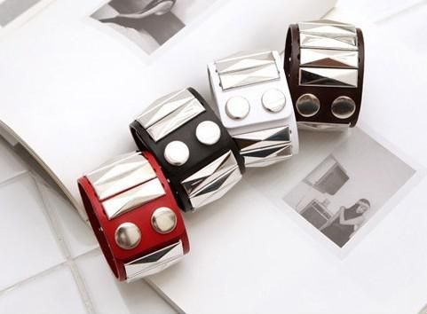 Fashion Leather Snap Rivet Bracelet Vintage Bangle Bracelets Classic Wide Style Design Women's xmas gifts 20pcs
