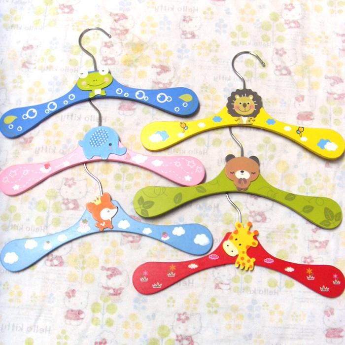 Childrens Clothes Hangers Baby Pants Clip Cute Cartoon Wooden Hangers