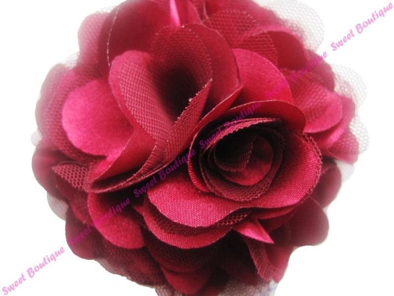 2017 Out Of Stock 3 Rosette Flowers Made Out Of Satin And Tulle Mesh Silk Flower Without Clip