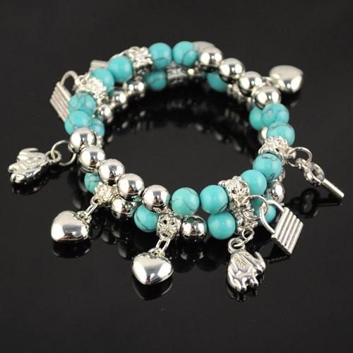 charm bracelets fashion jewelry plastic tear turquoise beaded ...