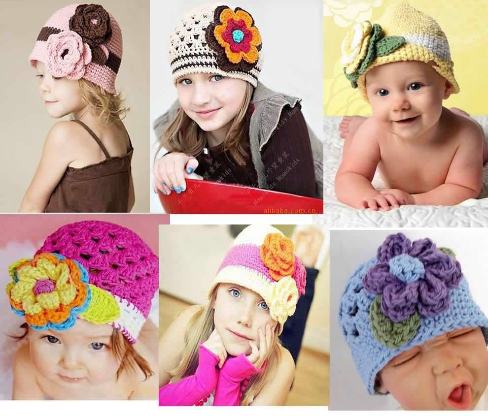 2017 Baby Crochet Flower Hats Handmade Knitting Hats Cap Toddler Hats