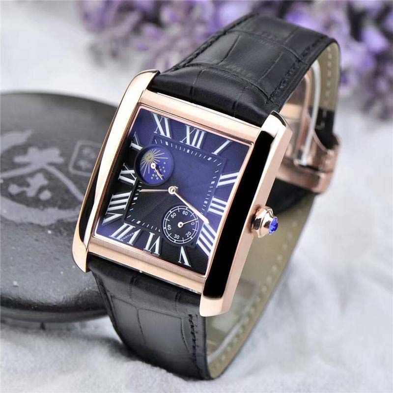 Brand Mens Luxury Watch Automatic Mechanical Movement Rectangular Rose