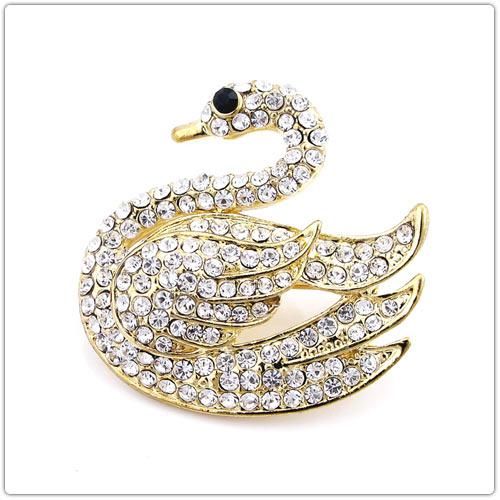 - Fashion Jewelry Gold Brooches Swan Brooch Pins Crystal Brooch Pins ...