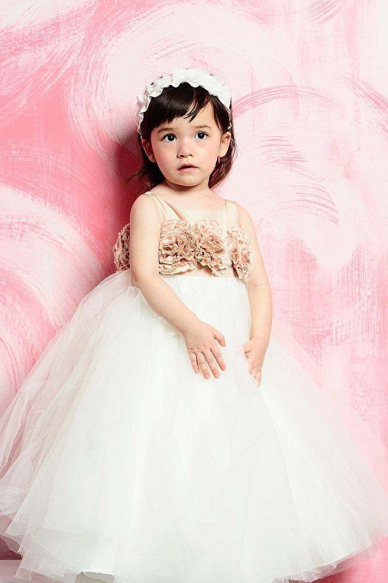 For 4 To 10 Years Old A Line Flower Tulle White Flower Girl Dress Children Bridesmaid Dresses