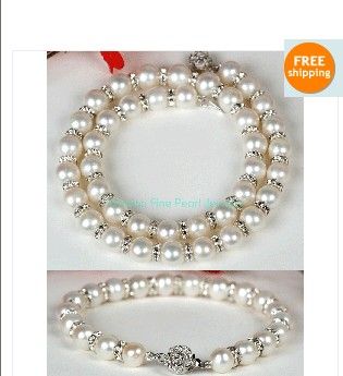New NATURAL 8-9MM AKOYA WHITE PEARLS NECKLACE BRACELET SET