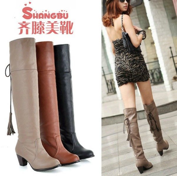 low heeled leather tall boots