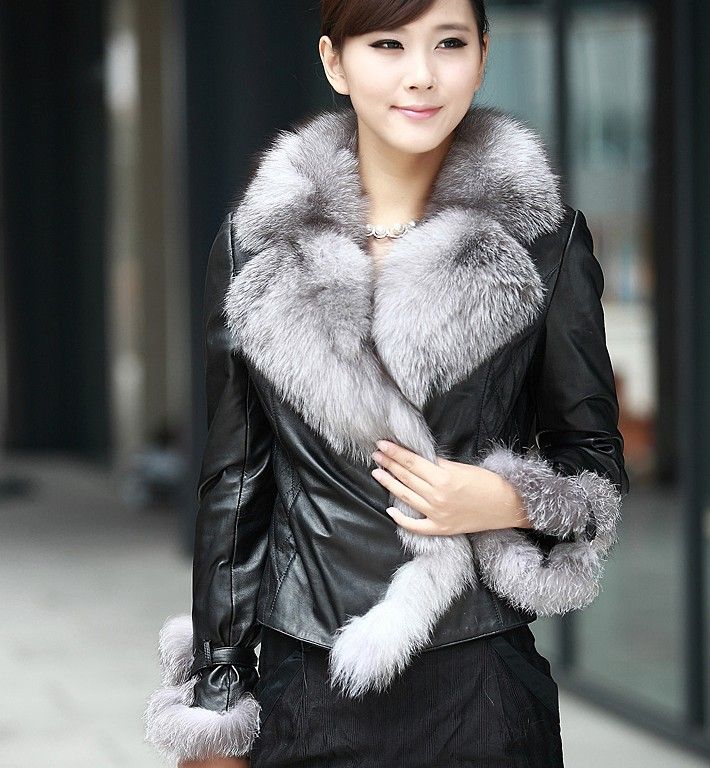 2017 2014 Real Leather Fox Fur Collar Fur Women's Fur Coats / Women Fur