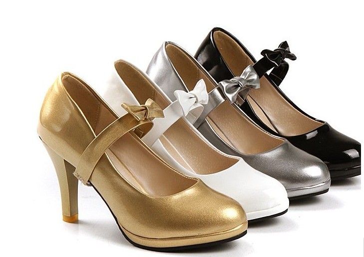 Wholesale Product A Importer Gold High Heeled Patent Leather Shoes