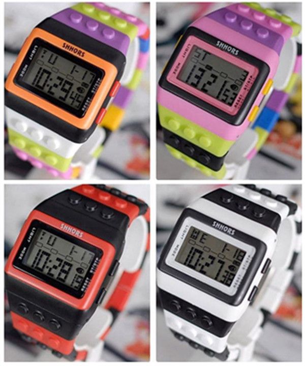 Lego Shhors Digital Watch Night Light Waterproof Plastic Jelly Unisex