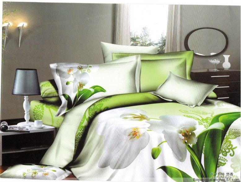 White Flower Prints Green Leaves Bedding Sets Quilt/duvet Covers Sets