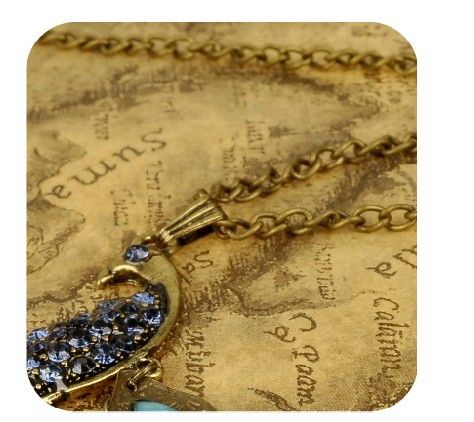 Hot New Antiqued Prancing Peacock Multi Sequin Long Necklace Peacock Pendant Necklaces Peacock Sweater chain free shipping