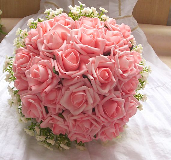 ! Pink Bridal Bouquet Rose Flower Throw Bouquet,Bridal Bouquet