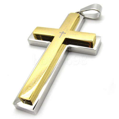 pendant gold steel men's double cross pendant deck cross WHOLESALE deck retail  gift
