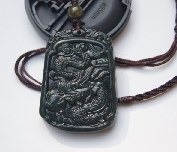 Natural black jade Amulet Pendant (Dragons).2012 is the Year of the Dragon.