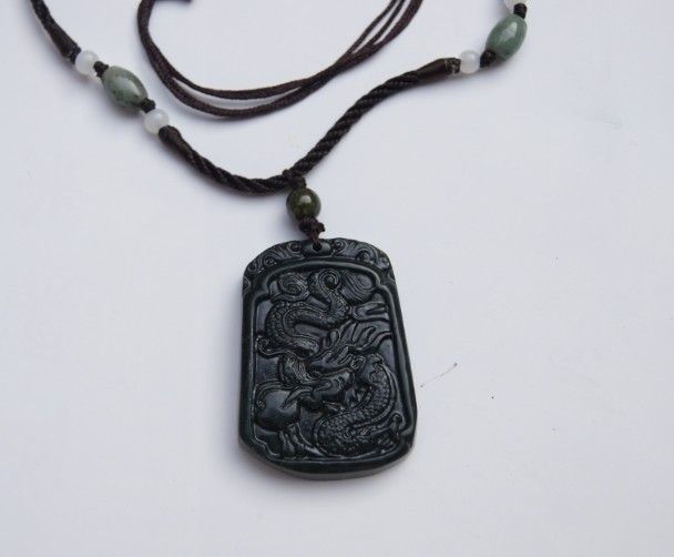 Natural black jade Amulet Pendant (Dragons).2012 is the Year of the Dragon.