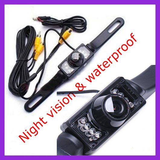 7" Car LCD Mirror Monitor + 7 IR License plate Reverse Car Reversing Backup Parking Camera Kit Waterproof