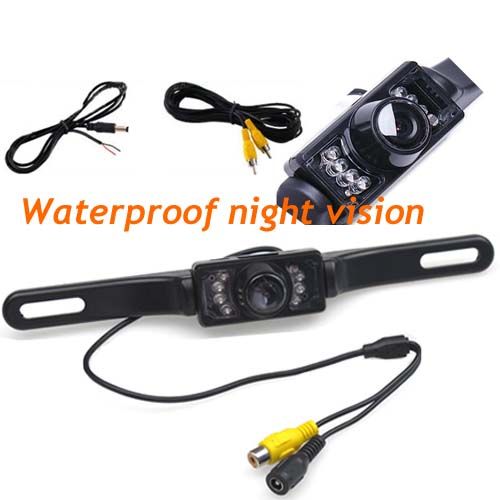 7" Car LCD Mirror Monitor + 7 IR License plate Reverse Car Reversing Backup Parking Camera Kit Waterproof