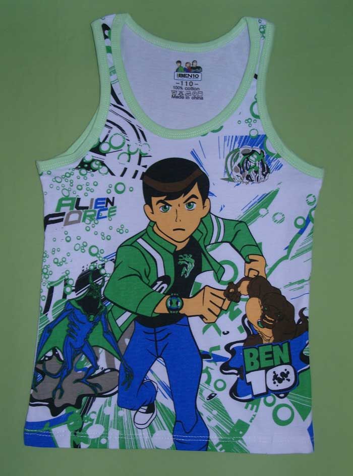 Children Clothing /kids/boy Underwear Vest BEN 10 Cartoon Cotton Vest