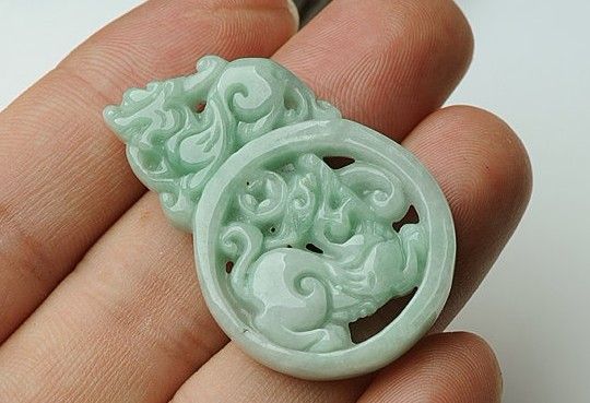 Natural white color of jade, double-sided engraving. The money Pixiu.Pendant. Necklace.