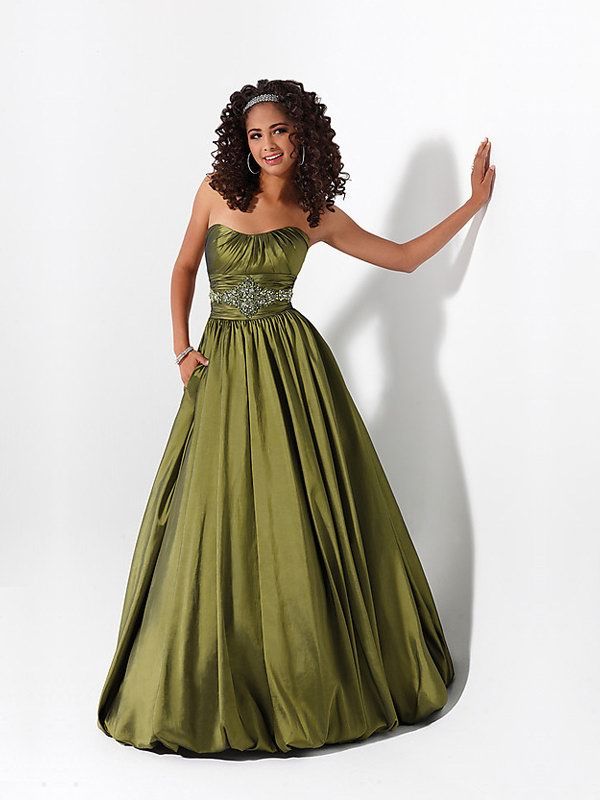 ball gown dark green